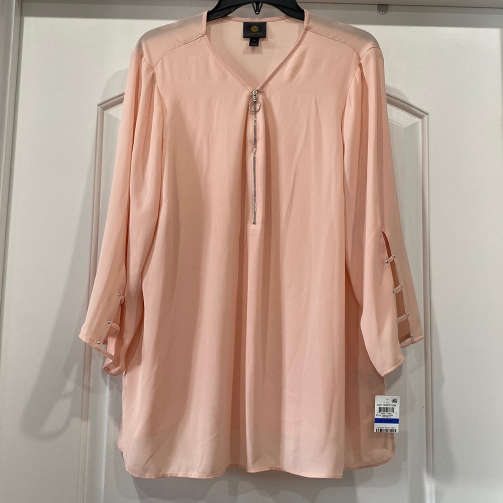 Peach Zip Up Blouse
